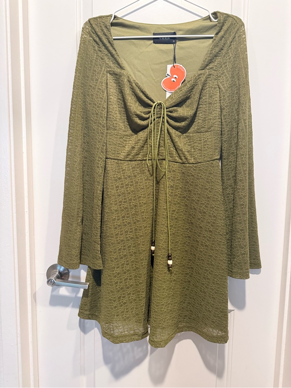 Cider Olive Green Lace Sweetheart Mini Dress